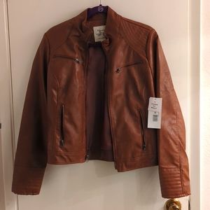 Brown leather jacket (new!)